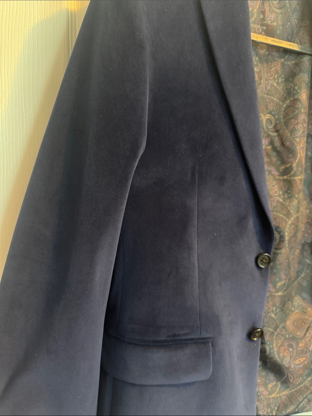 Lauren Ralph Lauren Navy Velvet Blazer with Paisley Lining - Picture 3 of 3